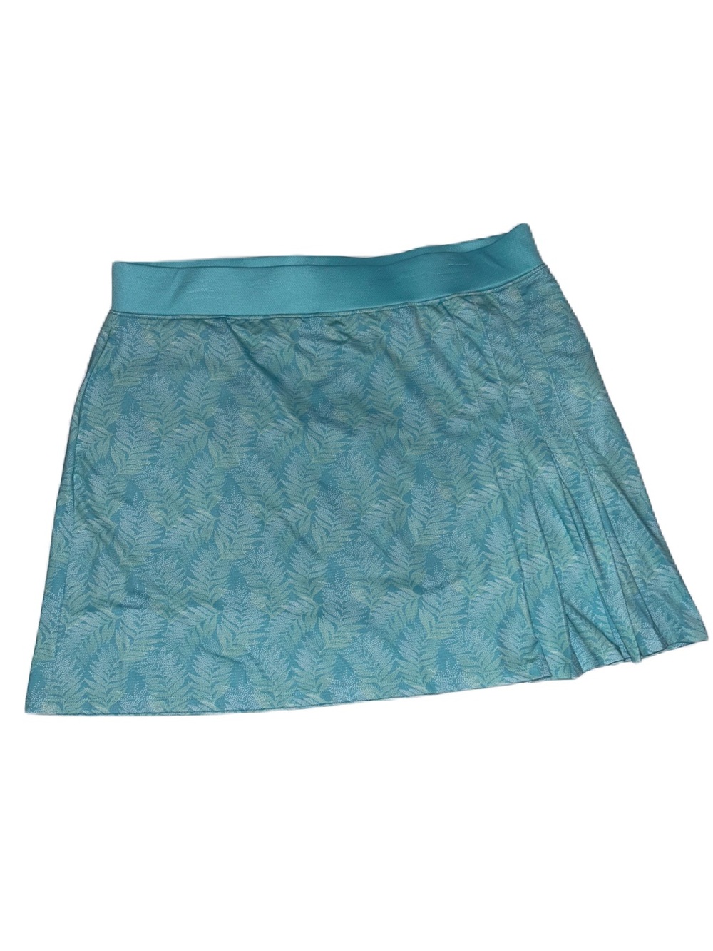 Teal Skirt with Subtle Leaf Print